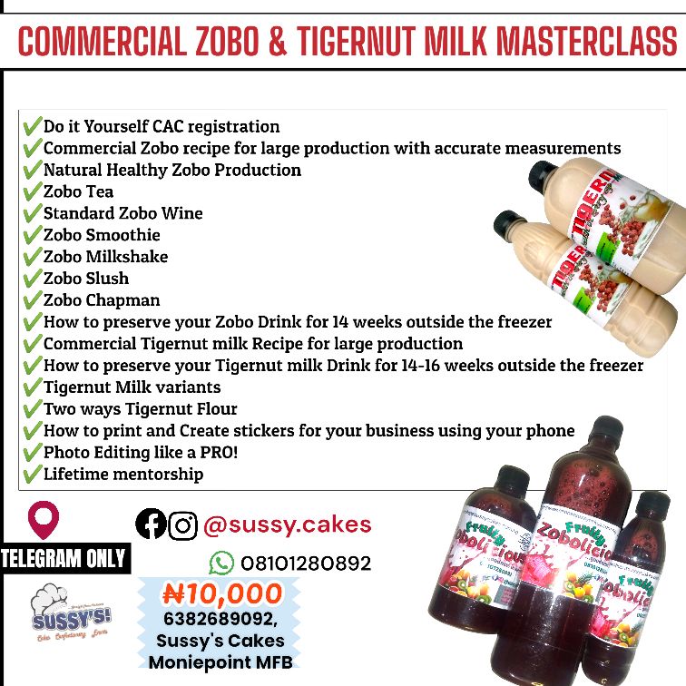 Commercial Zobo and Tigernut Milk Recipe 